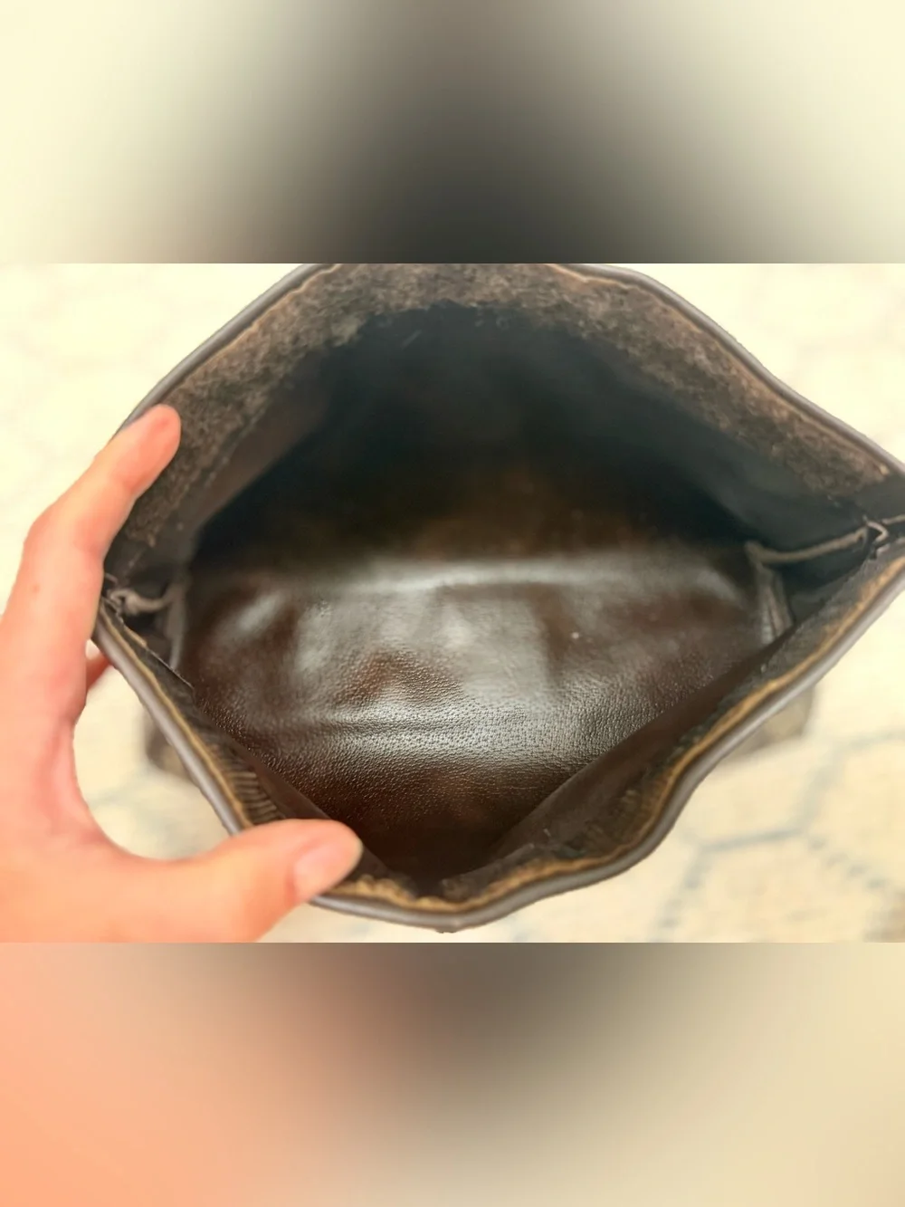 LONGCHAMP Vintage 80’s Unisex Brown Leather Monogram Pouch Clutch Made N France
